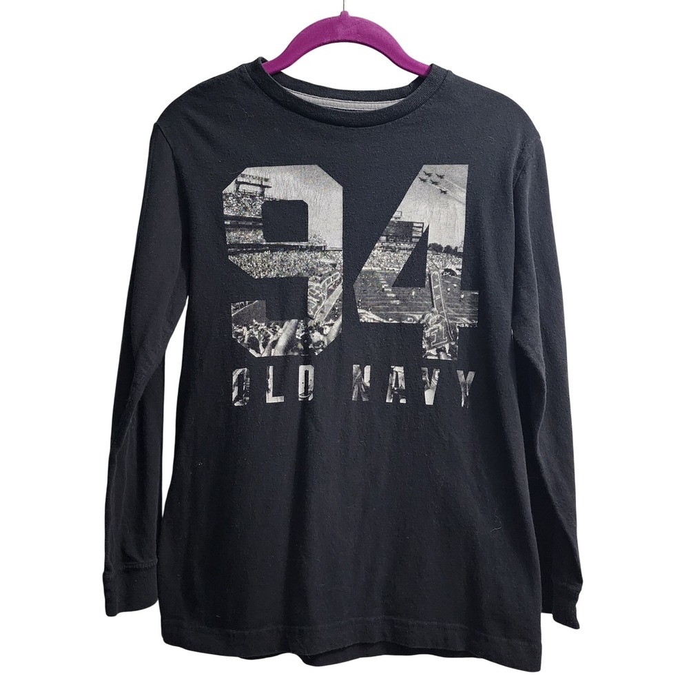 Old Navy Long Sleeve Graphic T Shirt Kids Large 10 12 Black Number 94